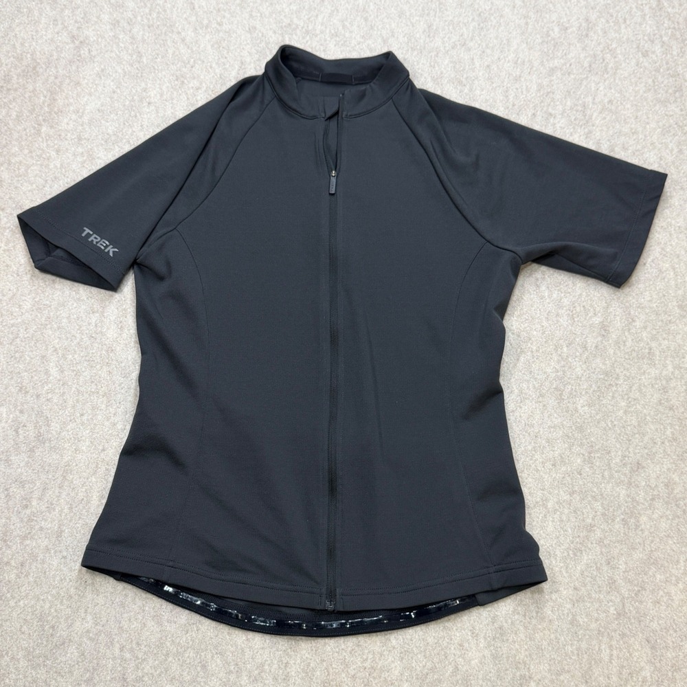 Trek Cycling Jersey Womens Small Black Athletic Performance Racing Short Sleeve